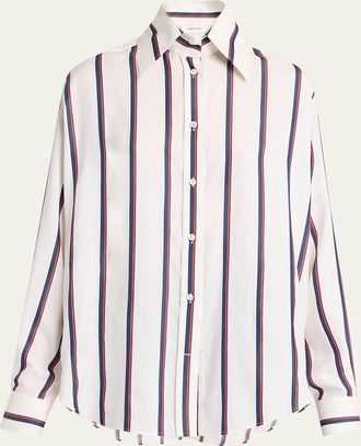 Alexander McQueen Striped Silk Button-Down Shirt
