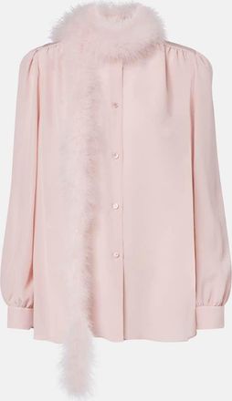 Valentino Feather-trimmed silk shirt