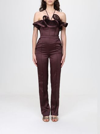 Elisabetta Franchi Tuta in raso con maxi rouches