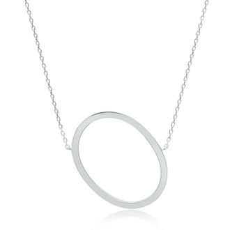 MAX + STONE Sterling Silver Large Sideways Block Letter Initial with Extendable Cable Chain, 16 to 18 inches