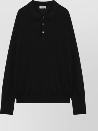 John Smedley cotton polo shirt with ribbed cuffs and hem