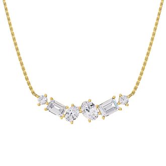 Diamond2Deal 18k Vermeil Plated Silver 3 Ct Multi Shape Lab Grown Diamond Pendant Necklace 18