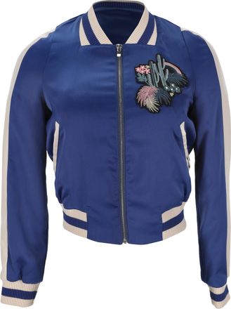 Maje Bacary Embroidered Bomber Jacket in Blue Polyester