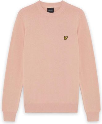 Lyle & Scott Mid Knits Katoenen Trui met Ronde Hals - Heren - Ronde hals truien - Roze - XS - Katoen - Truien & Vesten