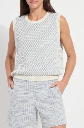 Lyss&eacute; Claire Textured Mesh Sweater Vest In Ecru/azzuro