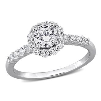 Mimi & Max Created Forever 1ct TDW Lab-Grown Diamond Halo Engagement Ring Sterling Silver Round Oval or Pear Cut