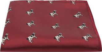 King & Priory Burgundy Red Embroidered Cow Pocket Square, Handkerchief