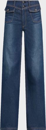 Ramy Brook Ciara High-Rise Wide-Leg Jeans