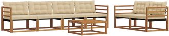 vidaXL Conjunto De Sof&aacute;s De Exterior 7 Uds. Natural Y Beige Vidaxl