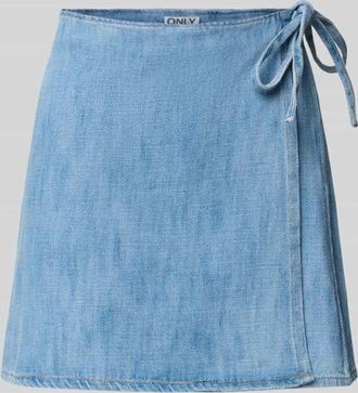 Only Schmaler Wickelrock aus Baumwoll-Denim Modell NOELLE in Hellblau, Größe XS
