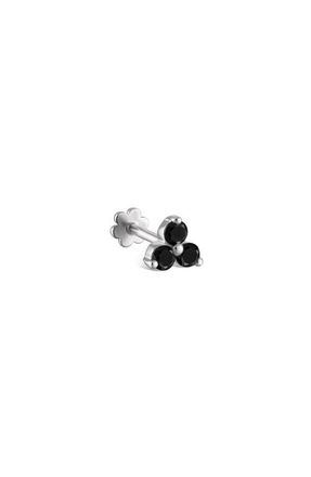 Maria Tash Black Diamond Trinity Single Threaded Stud Earring in White Gold at Nordstrom, Size 3