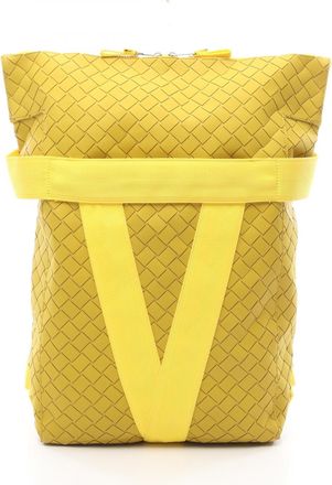 Bottega Veneta Yellow Rubber Nylon Backpack Handbag (Pre-Owned)