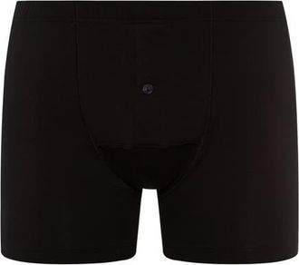 Hanro Cotton Sensation Long Leg Boxer Brief With Fly in Black at Nordstrom, Size X-Large