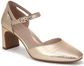 Naturalizer Yasmin Ankle Strap Dress Pump - WIde Width Available in Champagne Faux Leather at Nordstrom Rack, Size 8.5