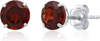 MAX + STONE 14k Yellow or White Gold 6mm Round Solitaire Gemstone Stud Earrings