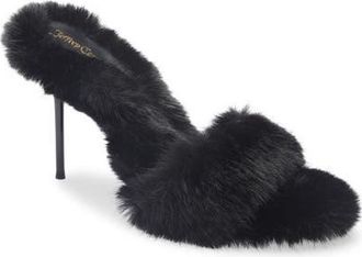 Jeffrey Campbell Big Mama Faux Fur Sandal in Black at Nordstrom, Size 5.5