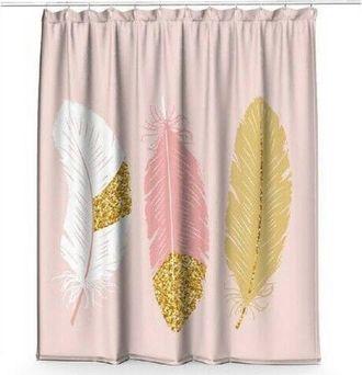 Trade Shop Trade Shop - Tenda Doccia Antimuffa Impermeabile 180x200cm Con Anelli Bagno Rosa Piume 69792
