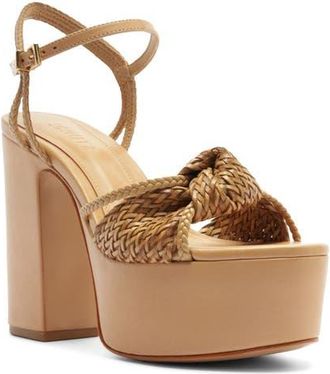 Schutz Kalina Ankle Strap Platform Sandal in Light Wood at Nordstrom, Size 10.5
