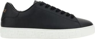 Versace Griekse Sneakers met Reli&euml;f - Heren - Sneakers - Zwart - 44 EU - Leer - Schoenen