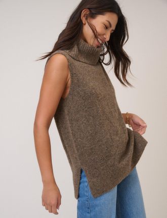 Nobody's Child Brown Roll Neck Knitted Vest