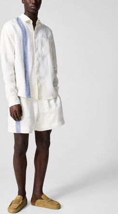 J.W.Anderson Mens Blue side stripe pure linen short