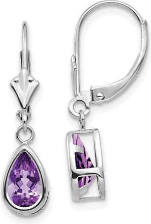 Diamond2Deal 14k White Gold 8x5mm Pear Amethyst Drop Dangle Earrings