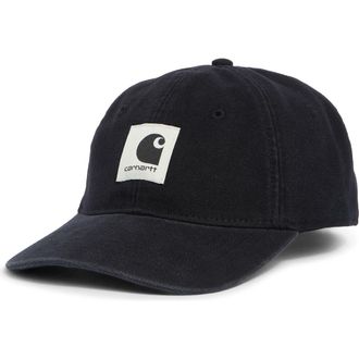 Carhartt Work in Progress Logo Patch Adjustable Cotton Canvas Ball Cap in Black/stone at Nordstrom
