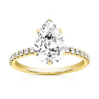 Vir Jewels 2 cttw Pear Lab Grown Diamond Engagement Solitaire Ring in 14K Yellow Gold For Women