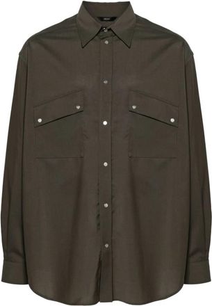 Fendi Wollen Overshirt met Drukknopen - Heren - Casual Overhemden - Groen - S - Wol - Overhemden
