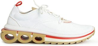 Ferragamo White Fabric Athletic Mens Sneakers