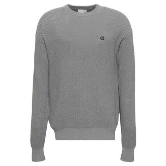 Calvin Klein Heren Wafel Crew Hals Trui (Medium Grijs)