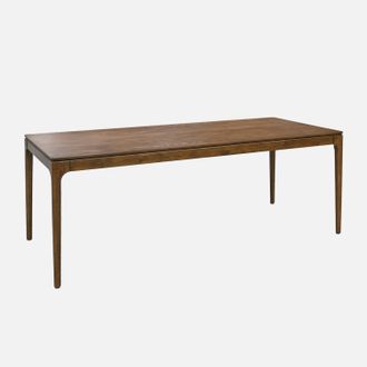 Sweeek Sweeek - Mesa De Comedor Madera De Hevea Y Chapa De Fresno, 8 Plazas, Elena, Madera De Nogal, 200x90x76 Cm