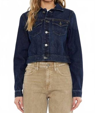 Kancan Front Patch Pocket Crop Jacket In Denim