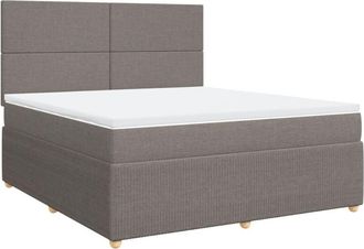 vidaXL Cama Box Spring Con Colch&oacute;n Tela Gris Taupe 180x200 Cm Vidaxl