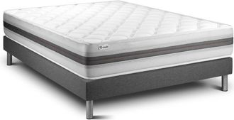 VITALIT Somier Gris + Colch&oacute;n Con Espuma Viscoel&aacute;stica 140 X 200