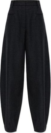 Ganni Wijde Pijpen Broek - Dames - Wijde Broeken - Zwart - S - Wol - Broeken