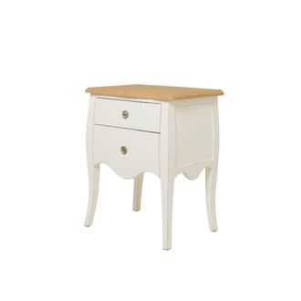 Wabi Home Mesita de noche de madera tintada en blanco 52x64cm