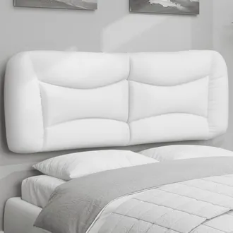 vidaXL Cabecero De Cama Acolchado Cuero Sint&eacute;tico Blanco 140 Cm Vidaxl
