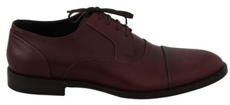 Dolce & Gabbana Red Bordeaux Leather Derby Formal Mens Shoes