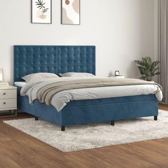 vidaXL Vidaxl - Cama Box Spring Con Colch&oacute;n Terciopelo Azul Oscuro 180x200 Cm