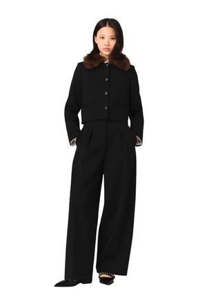 Maje Short jacket with removable collar in Black at Nordstrom, Size 36 Eu