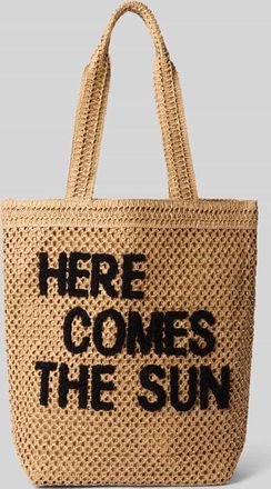 More & More More & More Shopper mit Statement-Schriftzug und Tragehenkeln in Beige, Gr&ouml;&szlig;e 1