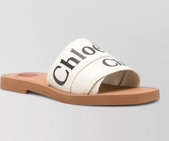 Chlo&eacute; woody flat sole open toe slides