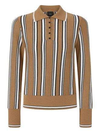 Pinko striped polo-neck cardigan - women - Wool - L - Brown
