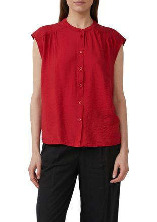 s.Oliver Kurzarmbluse S.OLIVER, Damen, Gr. 34, chilli pepper, Obermaterial: 84% Viskose, 16% Polyamid, unifarben, relaxed fit taillenbedeckt, Rundhals, Blusen 