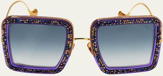 Anna-Karin Karlsson Beaming Sky Swarovski Square Acetate Sunglasses
