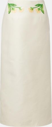 LEO LIN Quinn embellished wool and silk midi skirt
