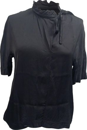 Sandro Sandro Ruffled Neck Blue in Black Viscose