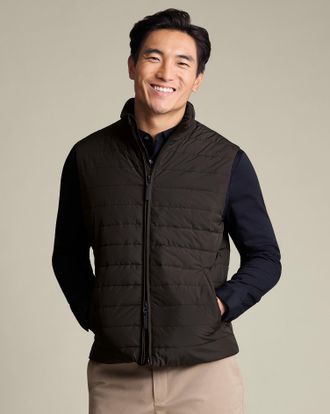 CHARLES TYRWHITT Lightweight Quilted Gilet - Chocolate Brown Polyester Jacket Size XL by Charles Tyrwhitt