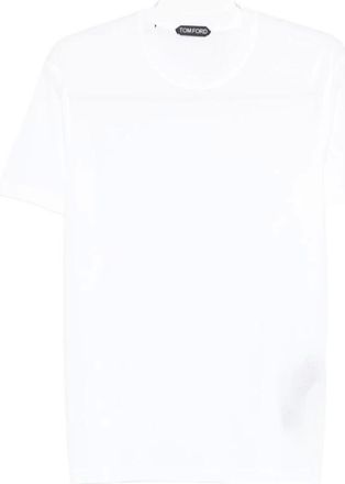 Tom Ford T-Shirts, male, White, XL, Lyocell Cotton Crew Neck T-Shirt